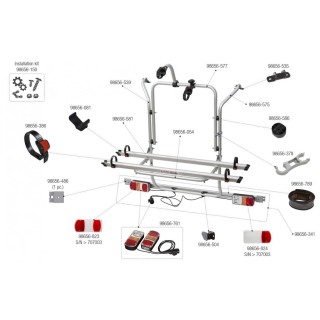 2 - Suporte para rack Fiamma cinza com trava para fechamento de porta-bicicletas